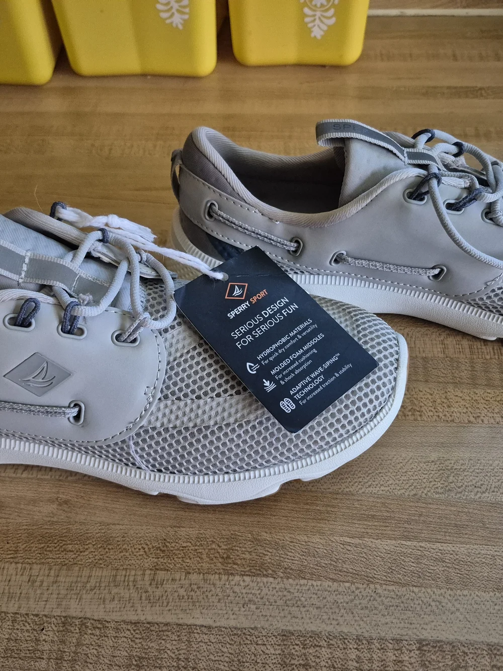Sperry Light Gray Mesh Boat Shoes - Men's Lace-Up